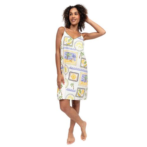 Cyberjammies Cora Green Postcard Print Strappy Short Nightdress